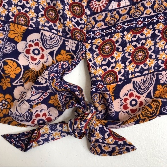 Collective Concepts Print Boho Tie Front Long Sleeve Blouse Womens Size XL - Picture 4 of 12